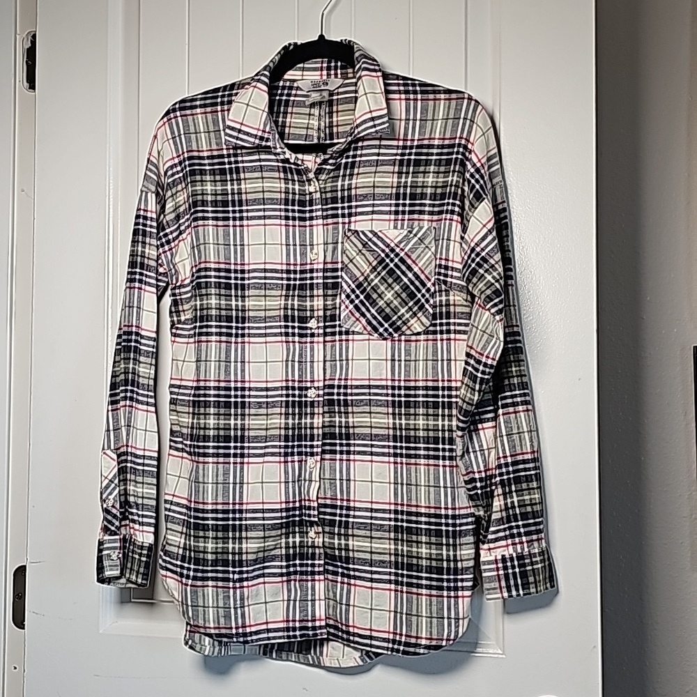 Mountain Hardware sm flannel cream/green/blue/red shirt